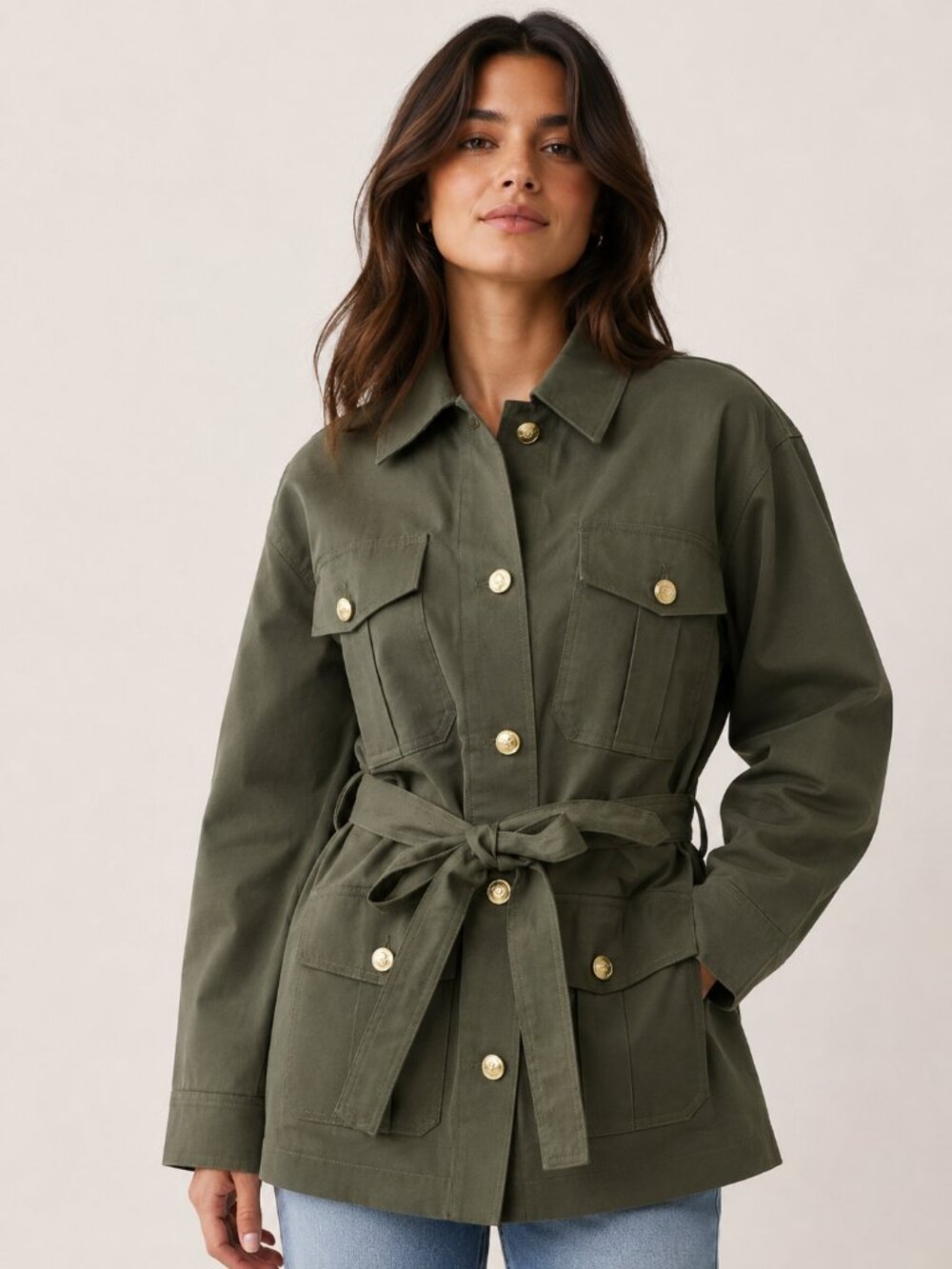 Tommy‎ Hilfiger Olive Utility Belted Jacket size Large